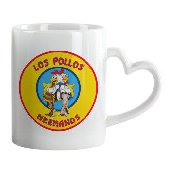 Los Pollos Hermanos, Κούπα καρδιά χερούλι λευκή, κεραμική, 330ml