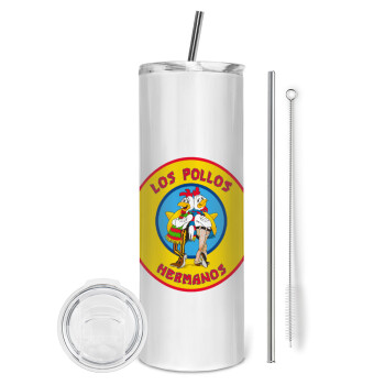 Los Pollos Hermanos, Eco friendly ποτήρι θερμό (tumbler) από ανοξείδωτο ατσάλι 600ml, με μεταλλικό καλαμάκι & βούρτσα καθαρισμού