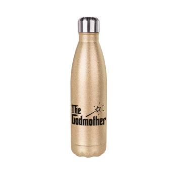 The Godmather, Glitter gold stainless steel thermos bottle, double-walled, 500ml