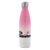 Metal mug thermos Pink/White (Stainless steel), double wall, 500ml