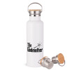 Stainless steel White with wooden lid (bamboo), double wall, 750ml