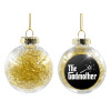 Transparent Christmas tree ball ornament with gold filling 8cm