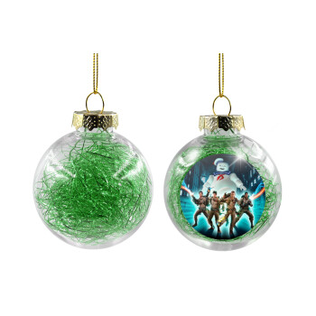 Ghostbusters team, Transparent Christmas tree ball ornament with green filling 8cm