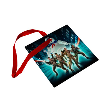 Ghostbusters team, Christmas ornament, glass square ornament 9x9cm