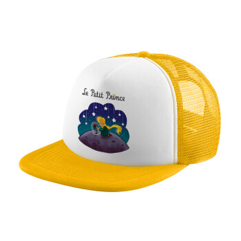 Little prince, Adult Soft Trucker Hat with Yellow/White Mesh (POLYESTER, ADULT, UNISEX, ONE SIZE)