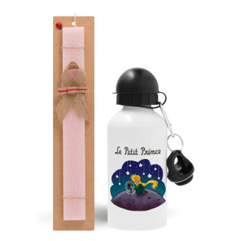 Little prince, Easter Set, metallic aluminum bottle (500ml) & aromatic flat Easter candle (30cm) (PINK)