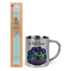 Easter Set, metallic thermal cup (300ml) & aromatic flat Easter candle (30cm) (TURQUOISE)