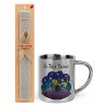 Easter Set, metallic thermal cup (300ml) & Easter aromatic flat candle (30cm) (GRAY)