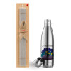 Easter Set, metallic stainless thermos flask (500ml) & scented flat Easter candle (30cm) (GRAY)