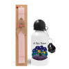 Easter Set, metallic aluminum bottle (500ml) & aromatic flat Easter candle (30cm) (PINK)