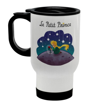 Little prince, Stainless steel travel mug with lid, double wall white 450ml
