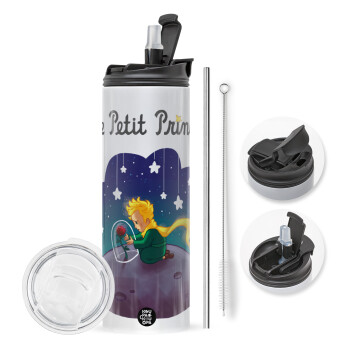 Little prince, Travel Tumbler 2 Lids, with metal straw & cleaning brush (Stainless steel 304 Food grade, BPA free, 600ml)