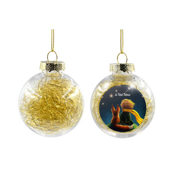 Little prince, Transparent Christmas tree ball ornament with gold filling 8cm