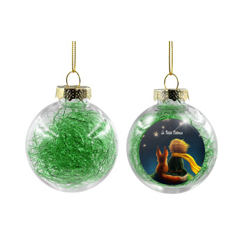 Ο μικρός πρίγκιπας, Χριστουγεννιάτικη μπάλα δένδρου διάφανη με πράσινο γέμισμα 8cm