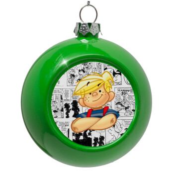 Dennis the Menace, Green Christmas tree ornament bauble 8cm