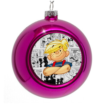 Dennis the Menace, Purple Christmas tree ornament bauble 8cm