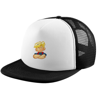 Dennis the Menace, Child's Soft Trucker Hat with BLACK/WHITE Mesh (POLYESTER, CHILD, ONE SIZE)