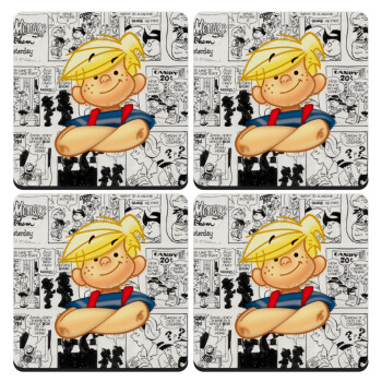 Dennis the Menace, ΣΕΤ 4 Σουβέρ ξύλινα τετράγωνα (9cm)