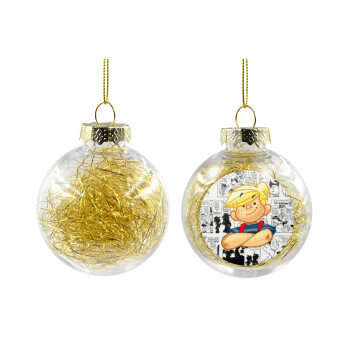 Dennis the Menace, Transparent Christmas tree ball ornament with gold filling 8cm