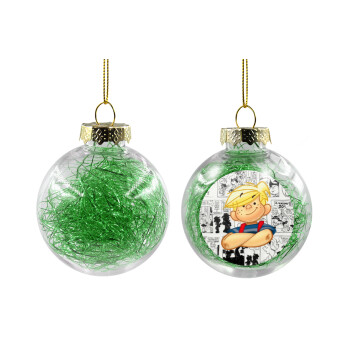 Ντένις ο τρομερός, Χριστουγεννιάτικη μπάλα δένδρου διάφανη με πράσινο γέμισμα 8cm