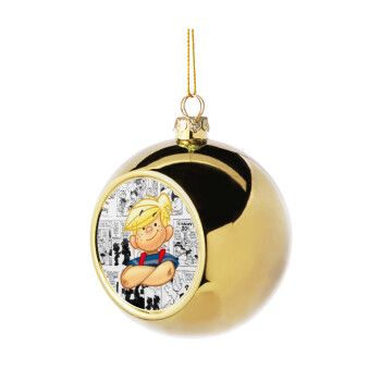 Dennis the Menace, Golden Christmas tree ball ornament 8cm