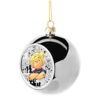 Dennis the Menace, Silver 8cm Christmas tree ball ornament