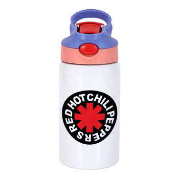 Red Hot Chili Peppers, Παιδικό παγούρι θερμό, ανοξείδωτο, με καλαμάκι ασφαλείας, ροζ/μωβ (350ml)