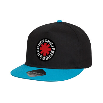 Red Hot Chili Peppers, Child's Flat Snapback Hat, Black/Blue (100% COTTON, CHILD, UNISEX, ONE SIZE)