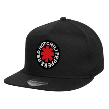 Red Hot Chili Peppers, Children's Flat Snapback Hat, Black (100% COTTON, CHILD, UNISEX, ONE SIZE)