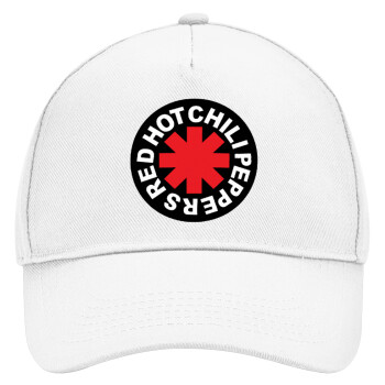 Red Hot Chili Peppers, Adult Baseball Cap, Drill, White (100% COTTON, ADULT, UNISEX, ONE SIZE)