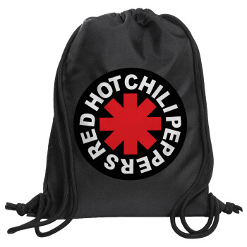 Red Hot Chili Peppers, Τσάντα πλάτης πουγκί GYMBAG Μαύρη, με τσέπη (40x48cm) & χονδρά κορδόνια