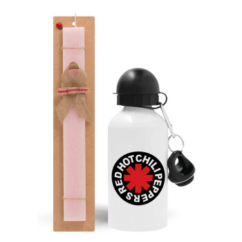 Red Hot Chili Peppers, Easter Set, metallic aluminum bottle (500ml) & aromatic flat Easter candle (30cm) (PINK)