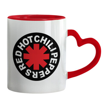 Red Hot Chili Peppers, Mug heart red handle, ceramic, 330ml