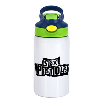 Sex Pistols, Children's hot water bottle, stainless steel, with safety straw, green, blue (350ml)