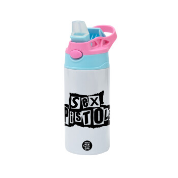 Sex Pistols, Children's hot water bottle, stainless steel, with safety straw, Pink/BlueCiel (360ml) BPA FREE