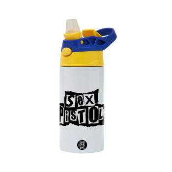 Sex Pistols, Children's hot water bottle, stainless steel, with safety straw, green, blue (360ml) BPA FREE