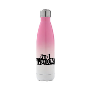 Sex Pistols, Metal mug thermos Pink/White (Stainless steel), double wall, 500ml