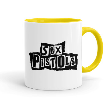 Sex Pistols, Κούπα χρωματιστή κίτρινη, κεραμική, 330ml