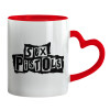 Mug heart red handle, ceramic, 330ml