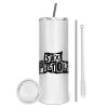 Eco friendly ποτήρι θερμό (tumbler) από ανοξείδωτο ατσάλι 600ml, με μεταλλικό καλαμάκι & βούρτσα καθαρισμού