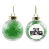 Transparent Christmas tree ball ornament with green filling 8cm