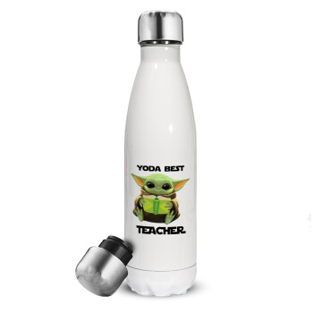Yoda Best Teacher, Metal mug thermos White (Stainless steel), double wall, 500ml