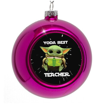 Yoda Best Teacher, Purple Christmas tree ornament bauble 8cm