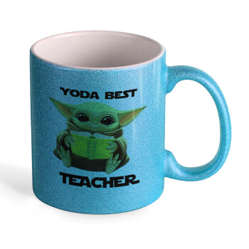 Yoda Best Teacher, Κούπα Σιέλ Glitter που γυαλίζει, κεραμική, 330ml