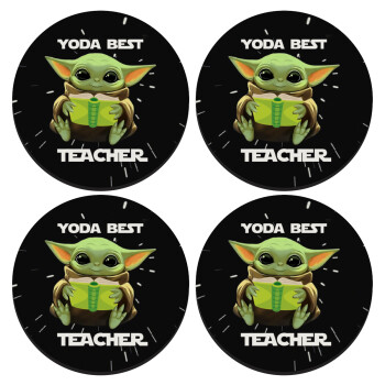 Yoda Best Teacher, SET of 4 round wooden coasters (9cm)