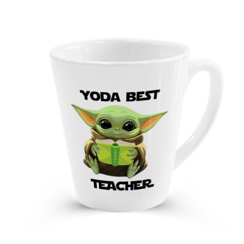Yoda Best Teacher, Κούπα κωνική Latte Λευκή, κεραμική, 300ml