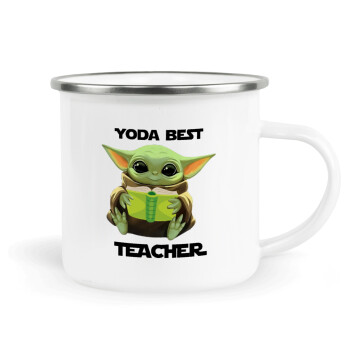 Yoda Best Teacher, Metallic enamel cup white 360ml