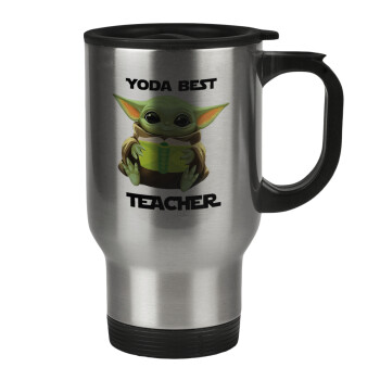 Yoda Best Teacher, Stainless steel travel mug with lid, double wall 450ml