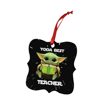 Yoda Best Teacher, Στολίδι Χριστουγεννιάτικο στολίδι polygon ξύλινο 7.5cm