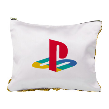 Playstation, Sequin Gold Pouch Cosmetic Bag